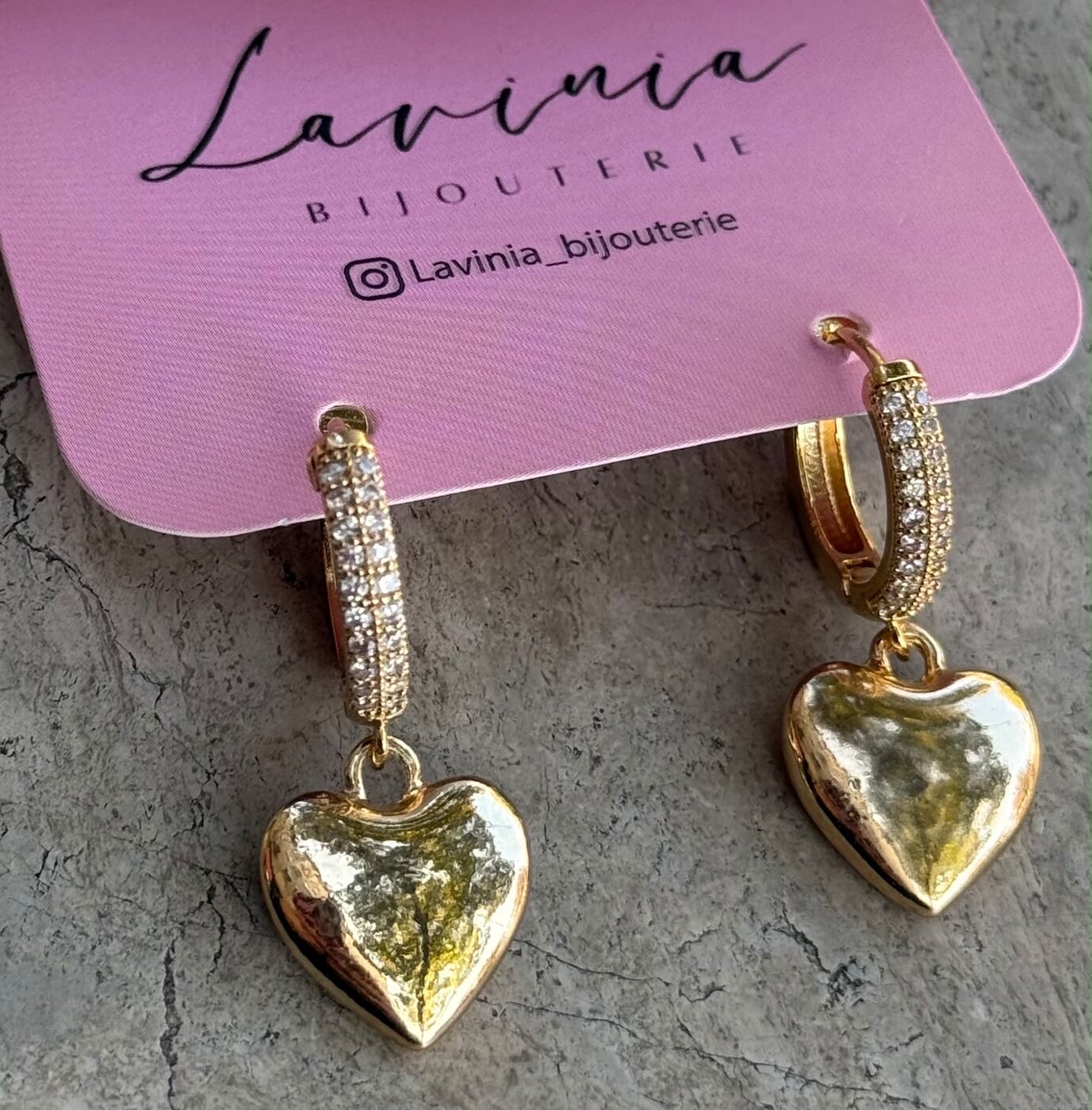 Pavé huggies with heart drop
